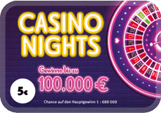 Rubbellos Casino Nights. Gewinne bis zu 100.000 €.