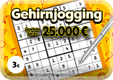 Rubbellos Gehirnjogging. Gewinne bis zu 25.000 €.