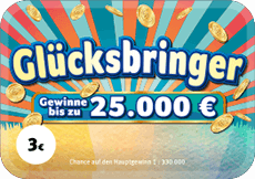 Rubbellos Glücksbringer. Gewinne bis zu 25.000 €.