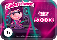 Rubbellos Glücksschwein. Gewinne bis zu 5.000 €.