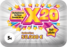 Rubbellos X20. Gewinne bis zu 50.000 €.