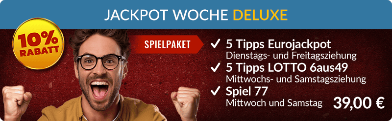 Jackpot-Woche Deluxe mit LOTTO 6aus49, Eurojackpot und Spiel 77