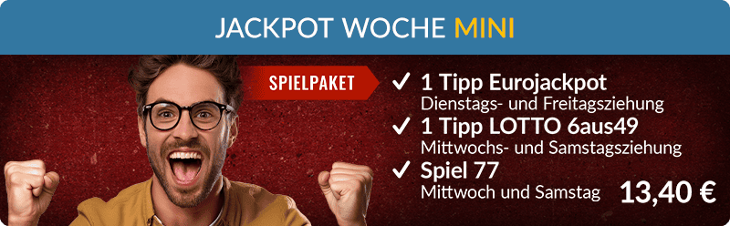 Jackpot-Woche Mini mit LOTTO 6aus49, Eurojackpot und Spiel 77