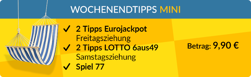 Wochenendtipps Mini mit LOTTO 6aus49, Eurojackpot und Spiel 77